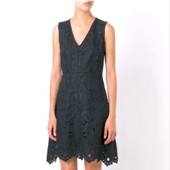 Theory Jemion Eyelet Black Dress - Picture 1 of 11